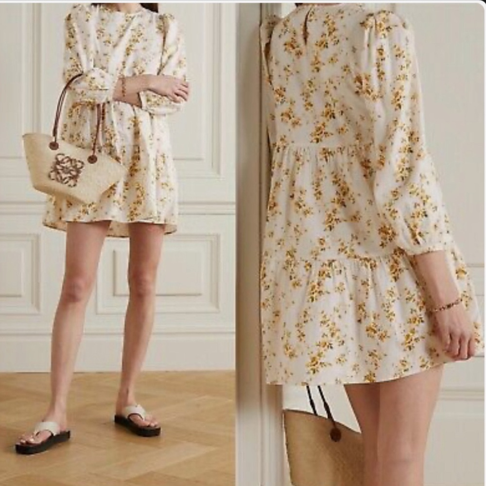 Reformation Beckett Ines Dress in floral baby doll mini dress size XS